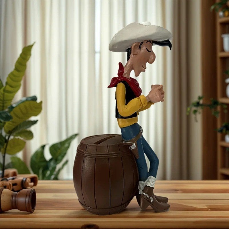 Vintage collectors figuur Lucky Luke met ton (19cm), Verzamelen, Ophalen of Verzenden, Nieuw