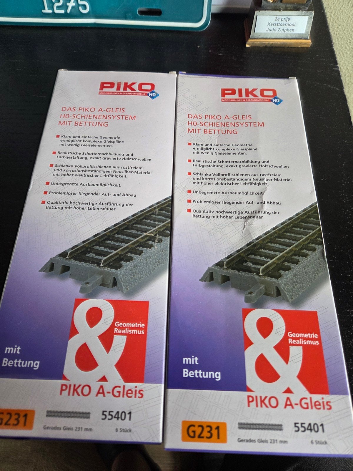 Piko A-Gleis H0 Rechte Rails met Bedding - 2x 6 stuks, Hobby en Vrije tijd, Modeltreinen | H0, Gelijkstroom, Nieuw, Rails, Piko