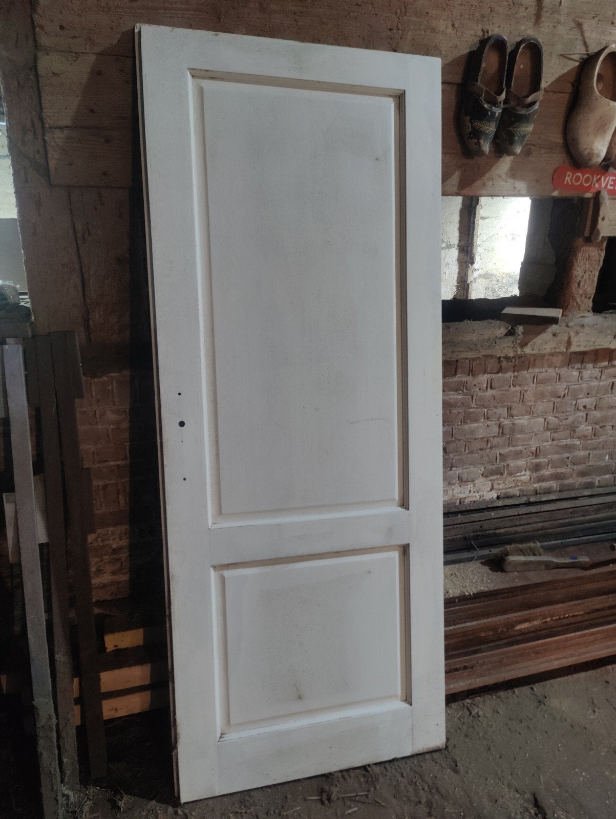 Massief houten binnendeur  opdek, wit, Doe-het-zelf en Verbouw, Deuren en Horren, Gebruikt, 80 tot 100 cm, Binnendeur, Ophalen of Verzenden