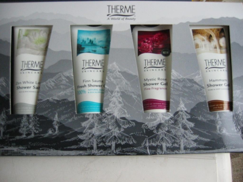 Therme Shower Set / 4 luxe & opwindende Douche Gels, Ophalen of Verzenden, Nieuw, Bad & Douche