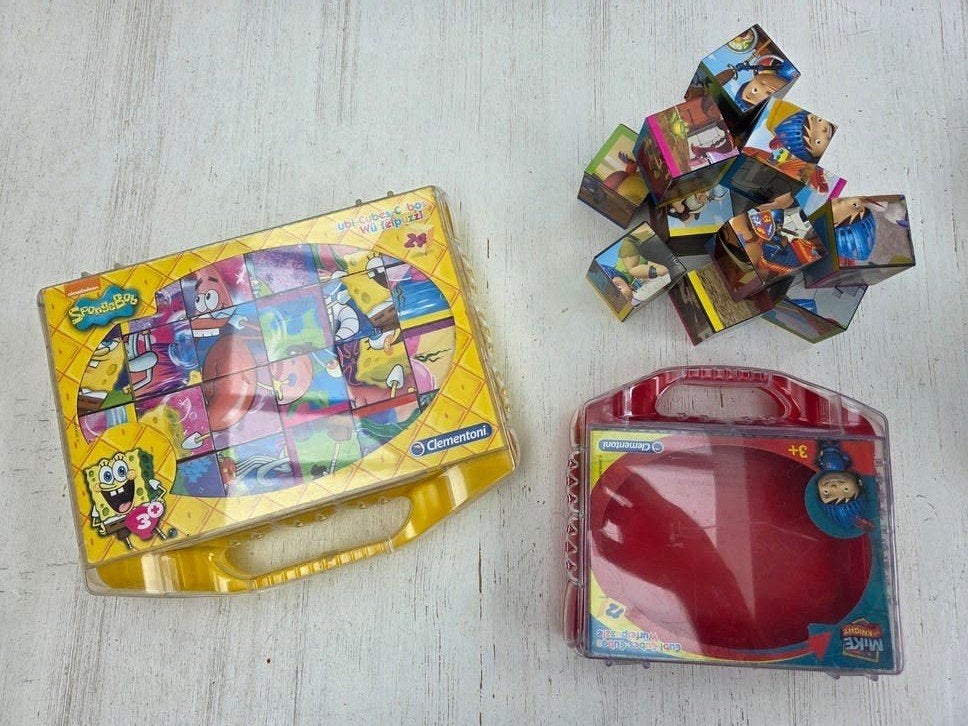 Clementoni Blokken puzzles, Spongebob & Mike Ridder, Ophalen of Verzenden, Minder dan 10 stukjes, Gebruikt, 6 jaar of ouder