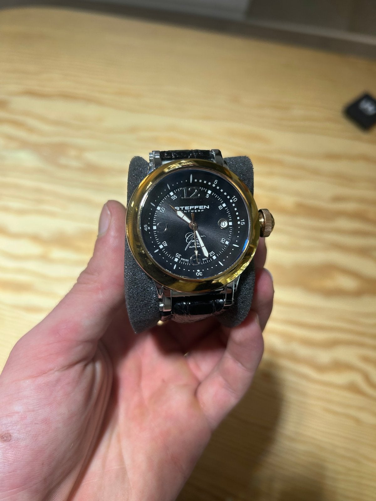 Steffen Galileo Black/Gold, Overige merken, Leer, Staal, Polshorloge