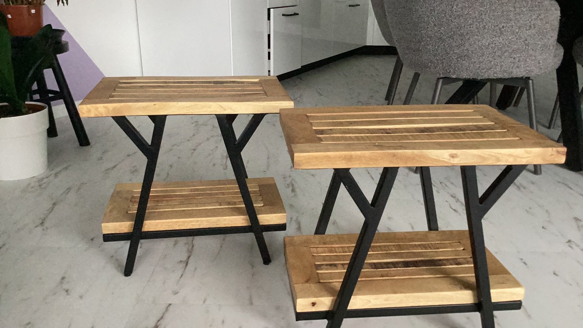Salontafeltjes, 2x bijna nieuw, Huis en Inrichting, Tafels | Bijzettafels, Ophalen, Minder dan 45 cm, Minder dan 55 cm, Zo goed als nieuw