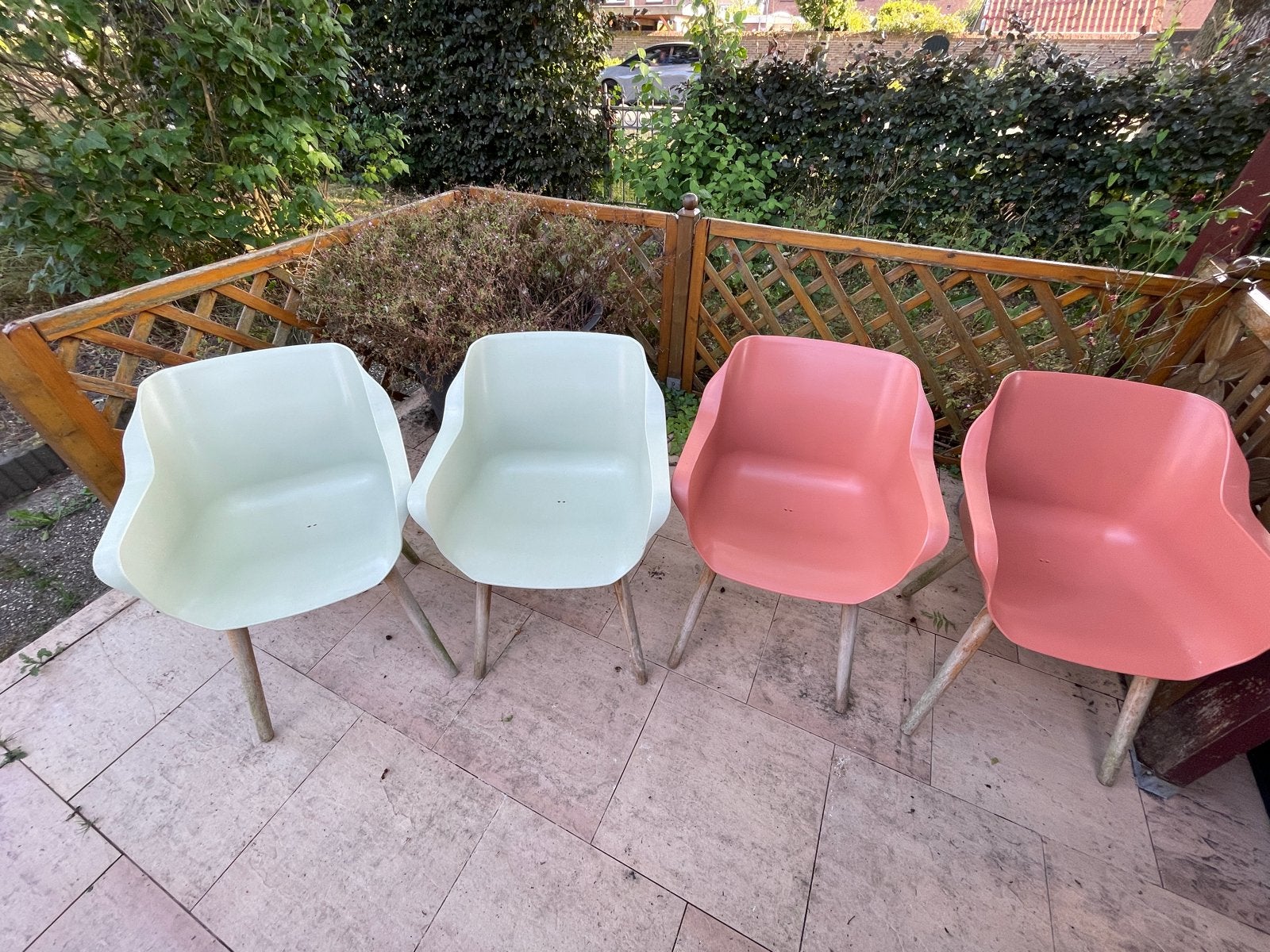 4 Hartman stoelen met kussentjes, houten onderstel, Huis en Inrichting, Stoelen, Ophalen, Gebruikt, Overige kleuren, Vier