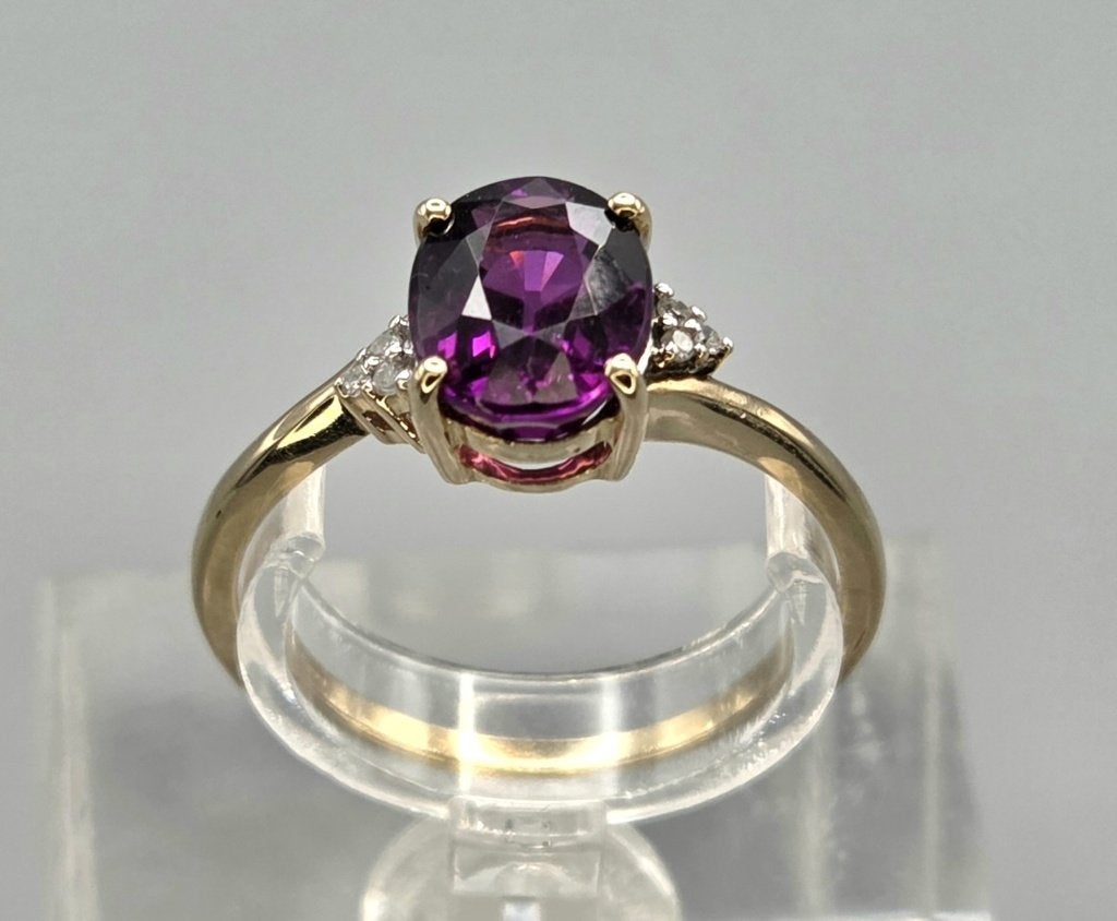 Gouden Vintage ring edelsteen toermalijn en diamant.2026/627, ., Paars, Ophalen of Verzenden, Zo goed als nieuw