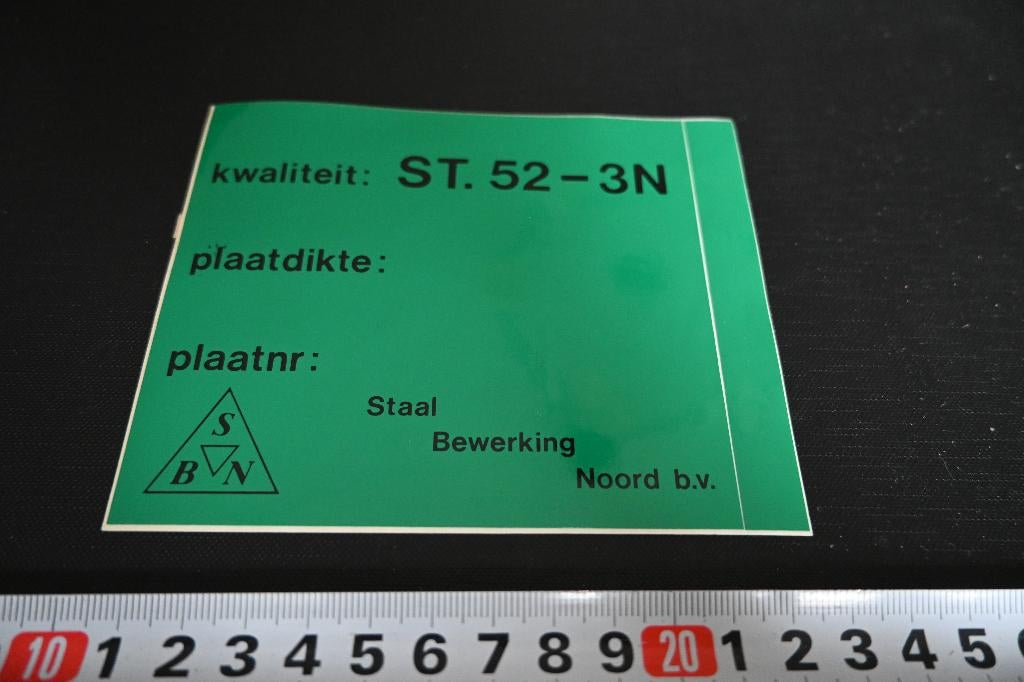 sticker Staal Bewerking Noord bv  ST. 52 - 3N, Ophalen, Zo goed als nieuw