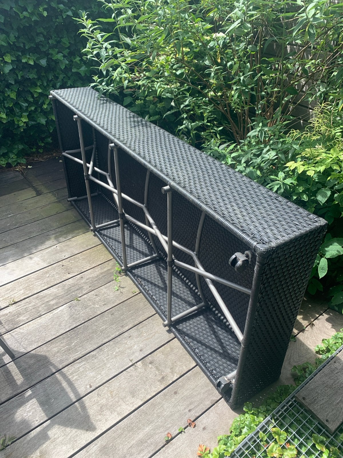 Ligbed Valeur zwart 210x90x30cm met wieltjes, Tuin en Terras, Ligbedden, Ophalen, Gebruikt, Wicker, Verrijdbaar