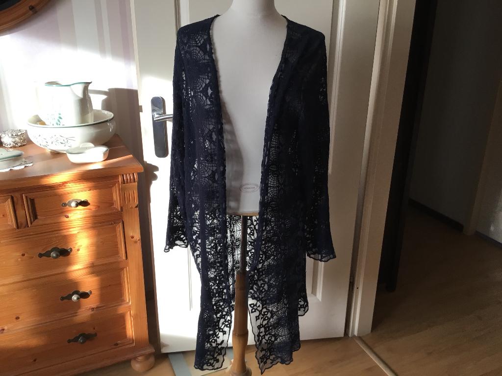 Donkerblauw gehaakt vest. Maat 42, Ophalen of Verzenden, Zo goed als nieuw, Maat 42/44 (L), Blauw