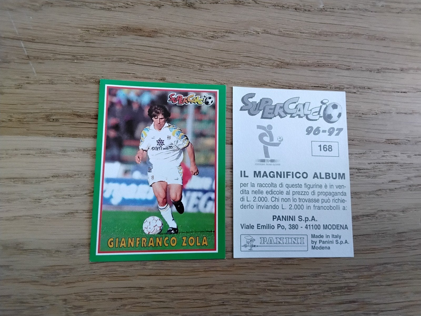 Gianfranco Zola Panini Super Calcio 96-97 sticker 168, Ophalen of Verzenden, Zo goed als nieuw, Buitenlandse clubs, Poster, Plaatje of Sticker