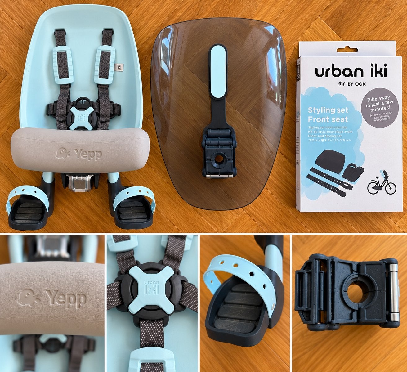 Yepp Mini fietsstoeltje met Urban Iki windscherm, Ophalen, Gebruikt, Minder dan 16 inch