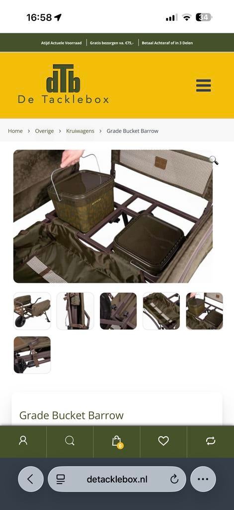 Grade Bucket Barrow - Handige Kruiwagen voor Vissers, Ophalen, Zo goed als nieuw