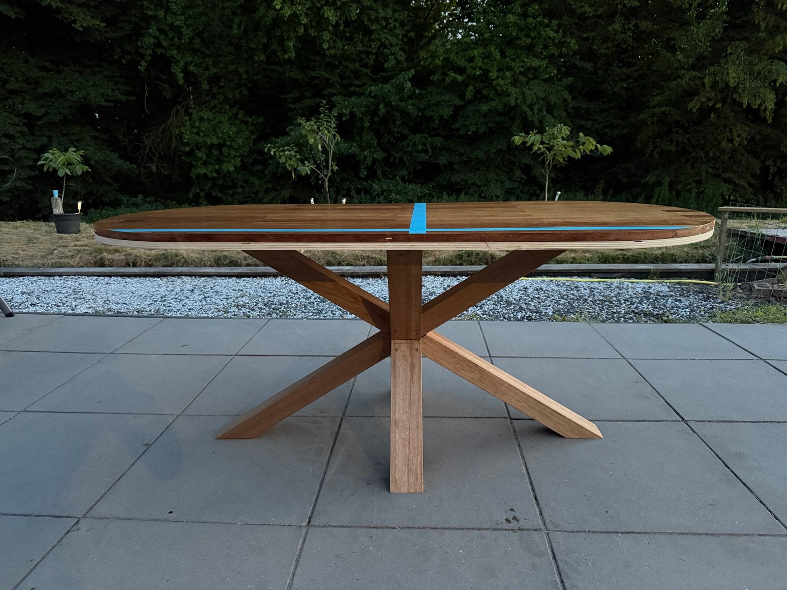 Handgemaakte tafel met losse tafelpoot 180 x 80 cm, Ophalen, Gebruikt, 100 tot 150 cm, Vijf personen of meer