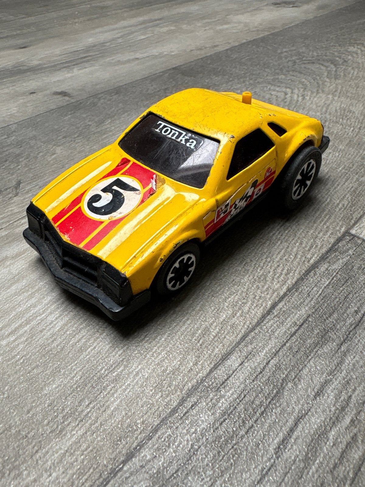 Vintage Tonka raceauto - Geel met nummer 5, Ophalen of Verzenden, Gebruikt