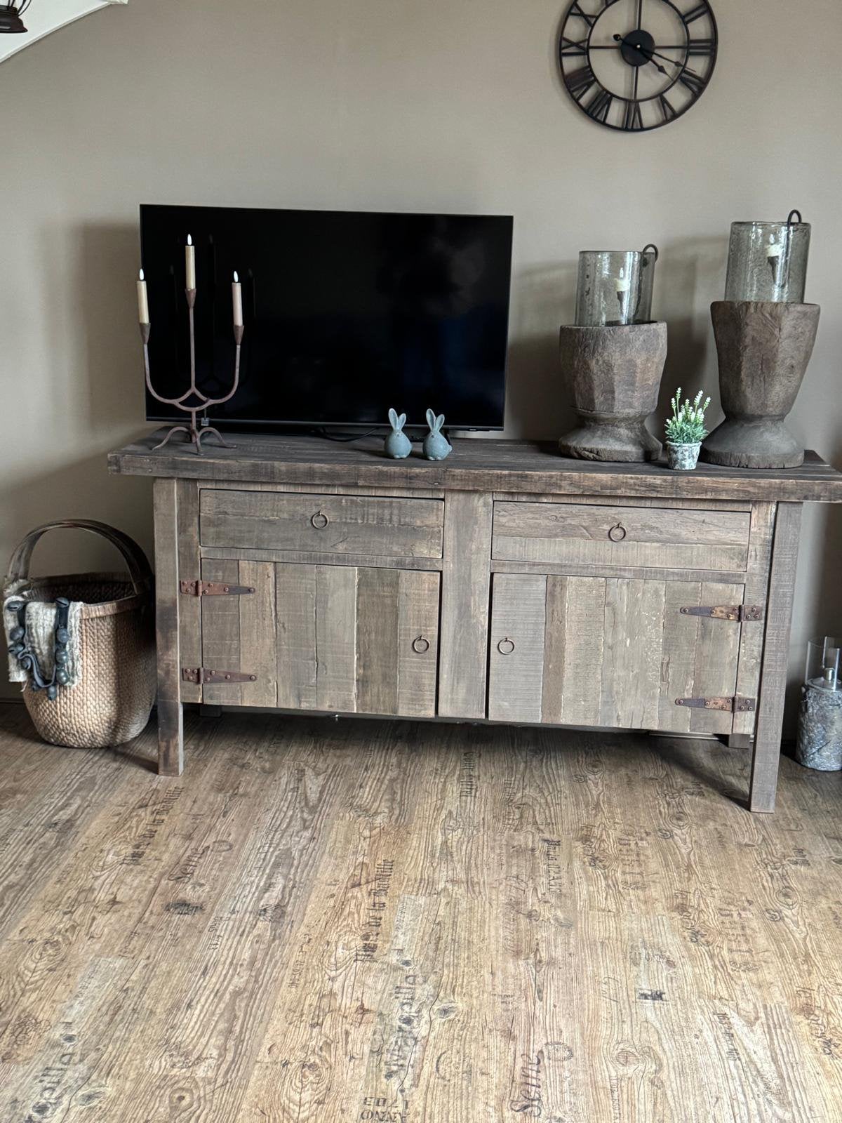 Sobere Dressoir 2-deurs en 2-lades ''Driftwood'', Ophalen, Zo goed als nieuw, 25 tot 50 cm, 150 tot 200 cm