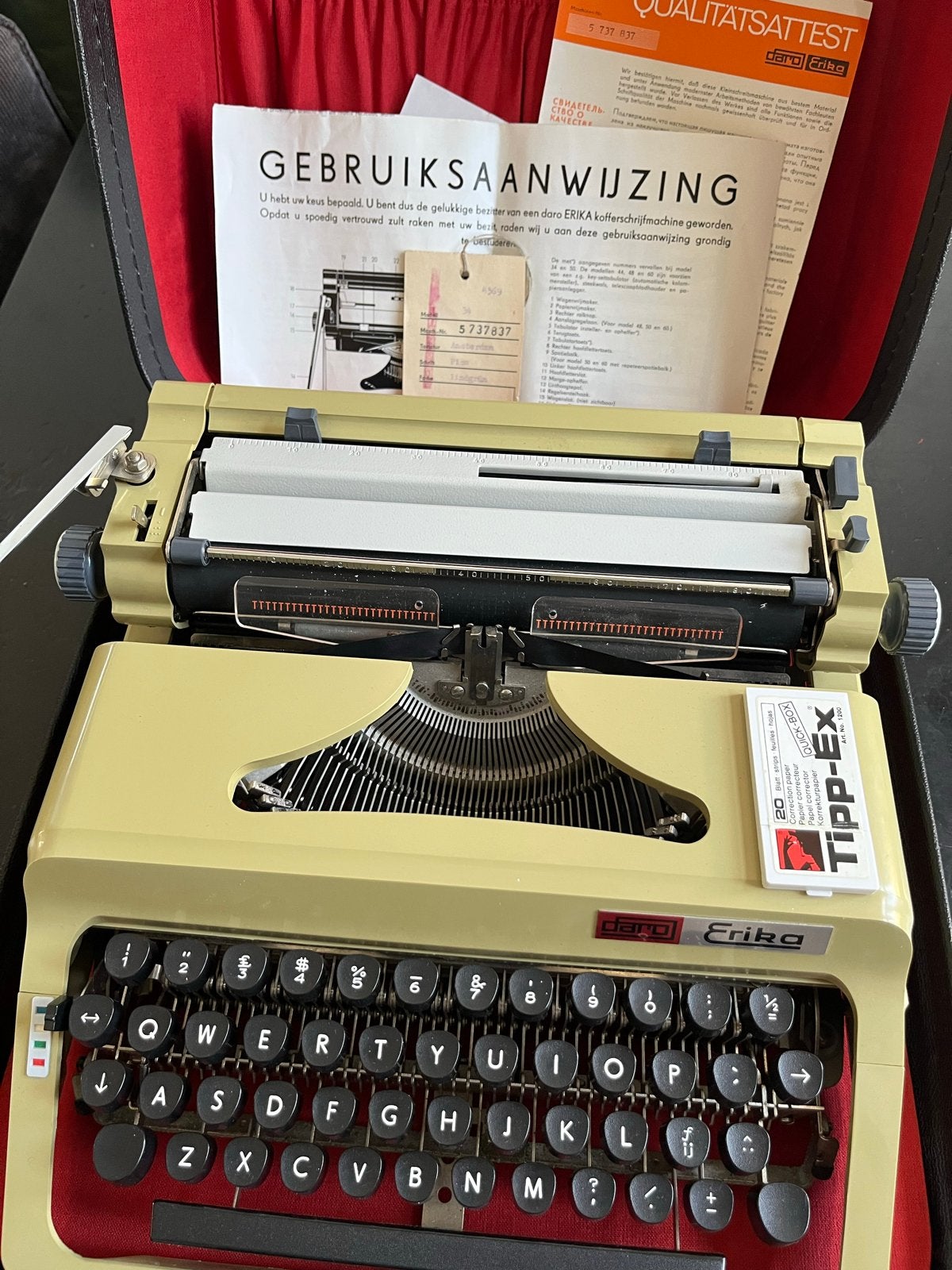 Prachtige Vintage Erika Schrijfmachine – Complete in Koffer!, Diversen, Ophalen of Verzenden