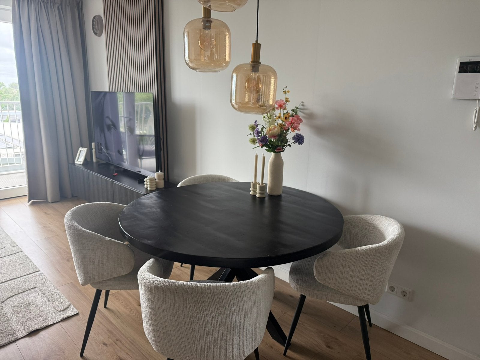 Zwarte eettafel eikhout, Ophalen, 200 cm of meer, 50 tot 100 cm, Zo goed als nieuw