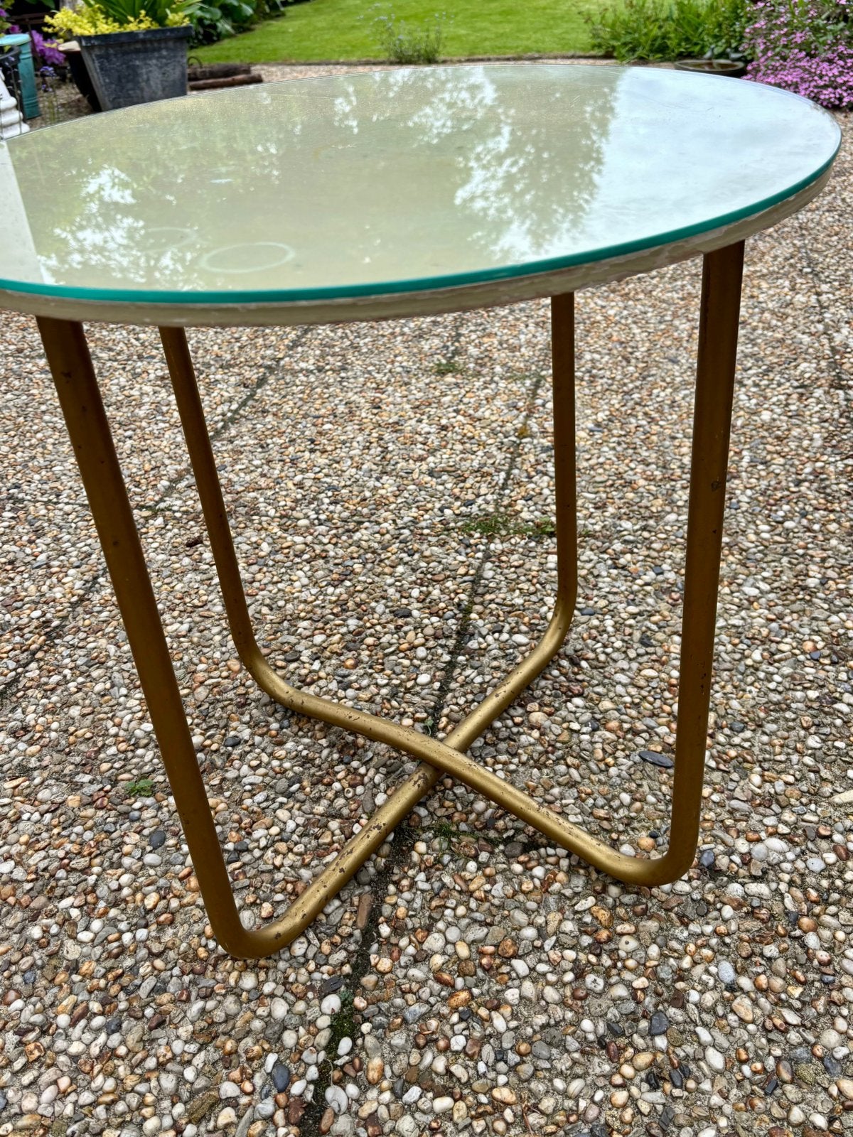 Antiek Vintage  rond tafeltje. Doorsnee 60 ..hoog 60 cm, Ophalen of Verzenden