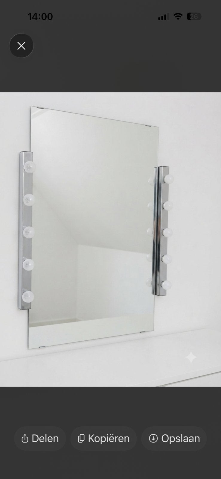 Make-up spiegel met verlichting, Ophalen, Gebruikt, 150 tot 200 cm, Rechthoekig
