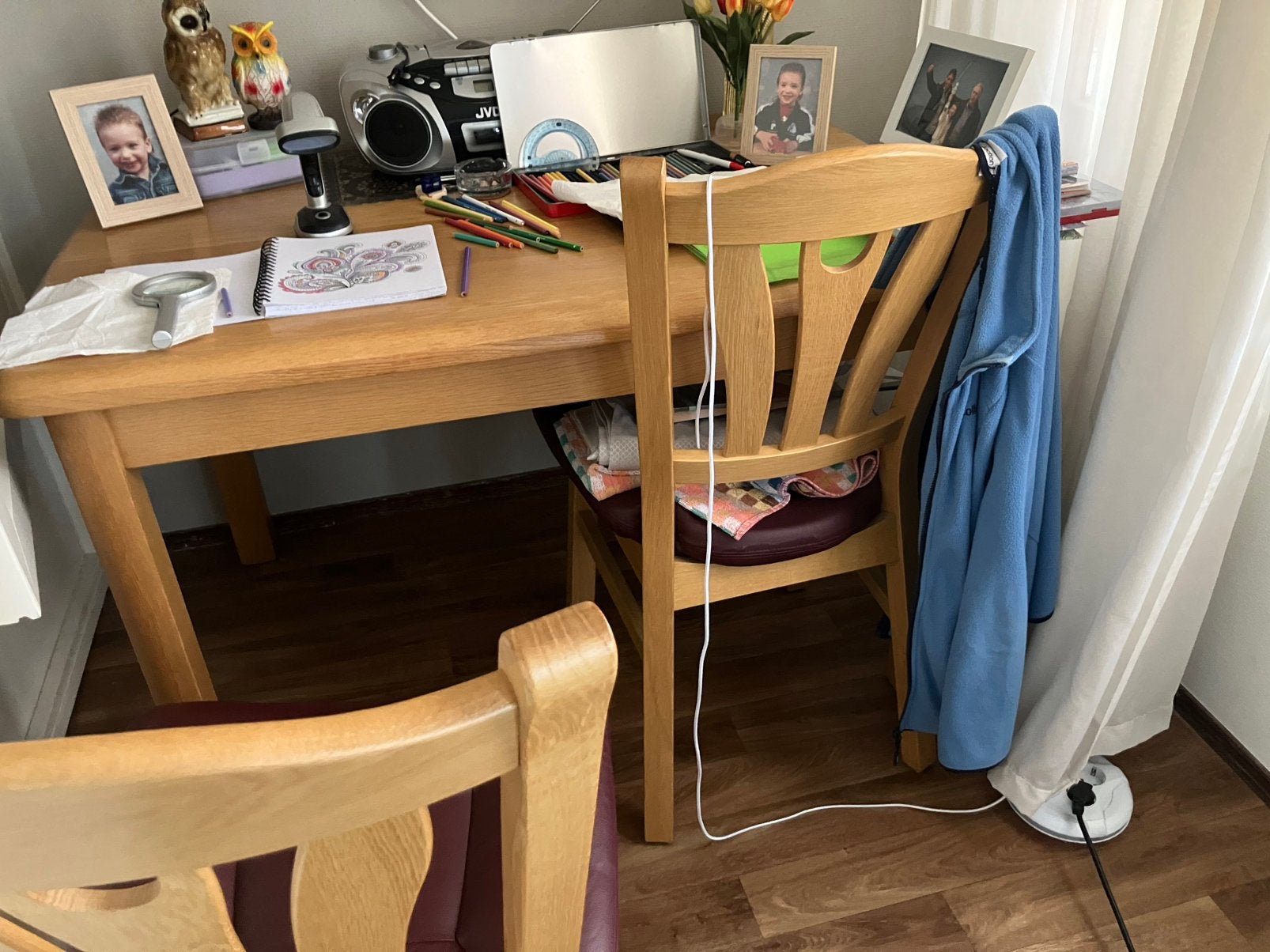 Eethoek blank eiken incl 4 x stoel, Ophalen of Verzenden, Zo goed als nieuw, 4 tot 6 stoelen
