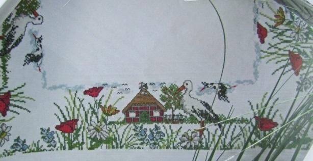 Borduurpatroon  Ooievaar  in het weiland   nr 8326, Verzenden, Nieuw, Handborduren, Patroon