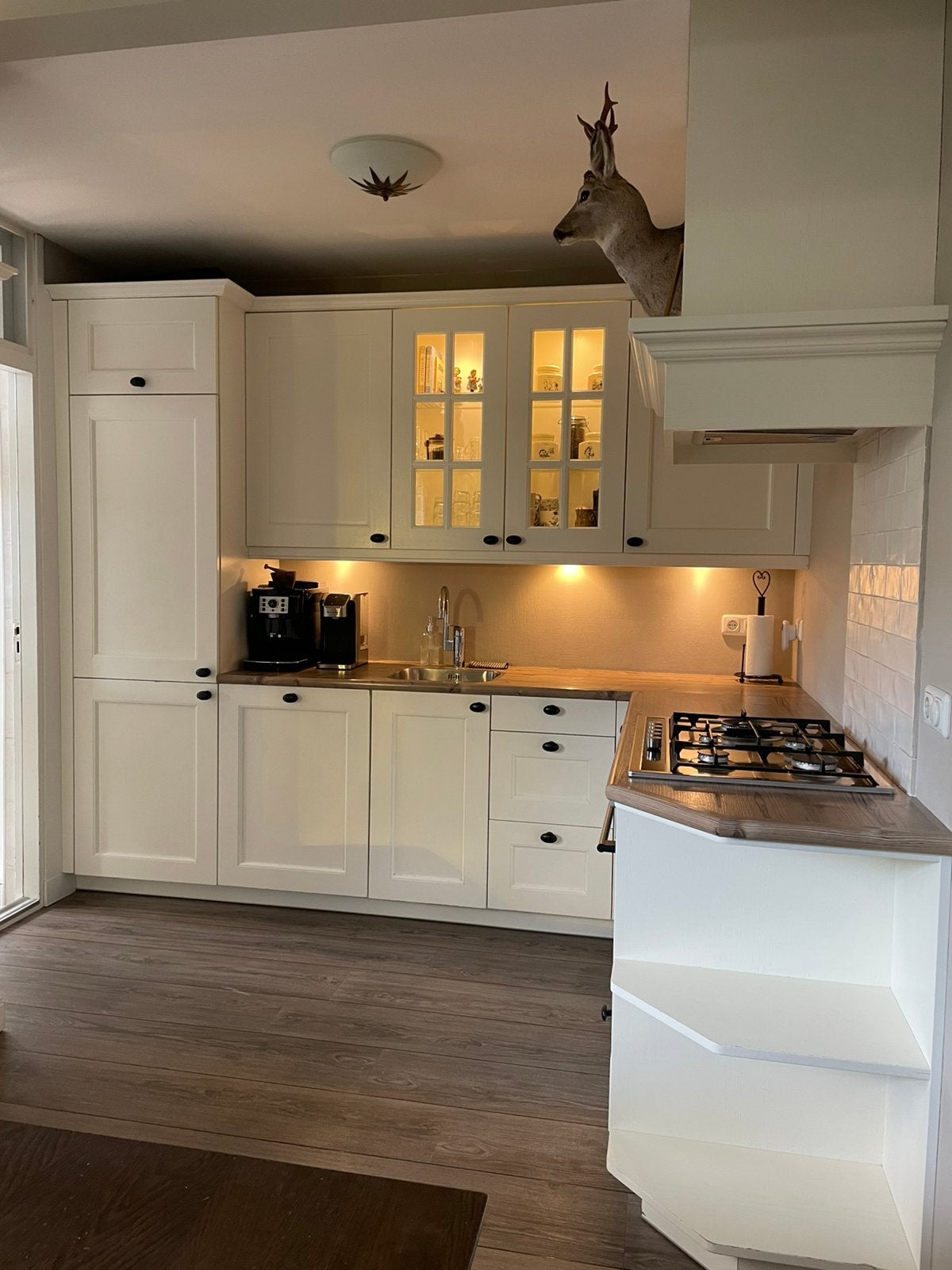Houten keuken, landelijk, Huis en Inrichting, Ophalen, Gebruikt, Wit, Hoekkeuken