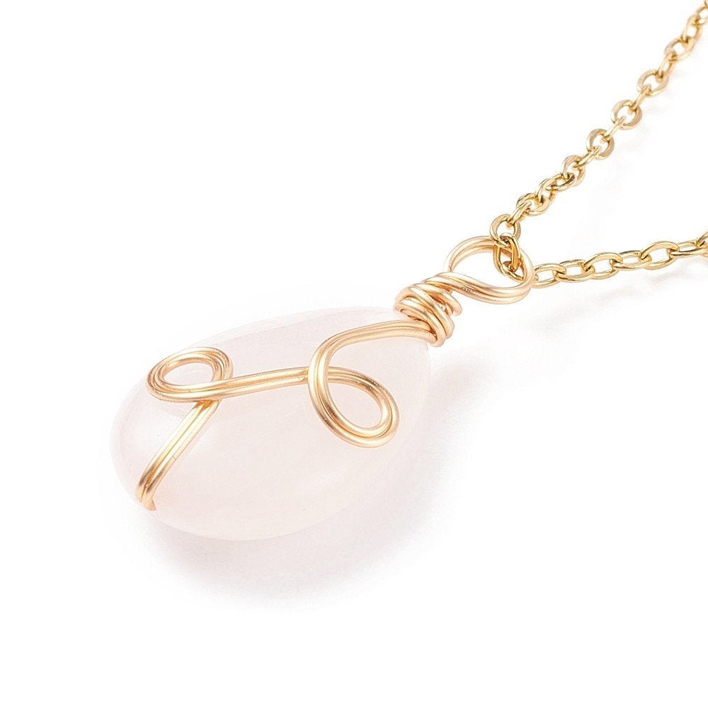 SALE: Goldplated RVS ketting met hanger met rozenkwarts, Sieraden, Tassen en Uiterlijk, Kettingen, SINO-SEAR GmbH, Feuerbachstrasse11, Potsdam, Germany