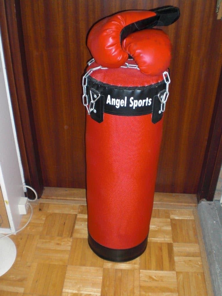 Bokszak Angel sports met 2 boks handschoenen, Ophalen, Zo goed als nieuw, Bokszak