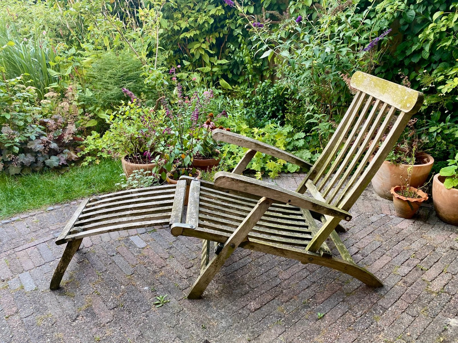 Teak houten ligstoel, Tuin en Terras, Ophalen, Gebruikt, Teakhout