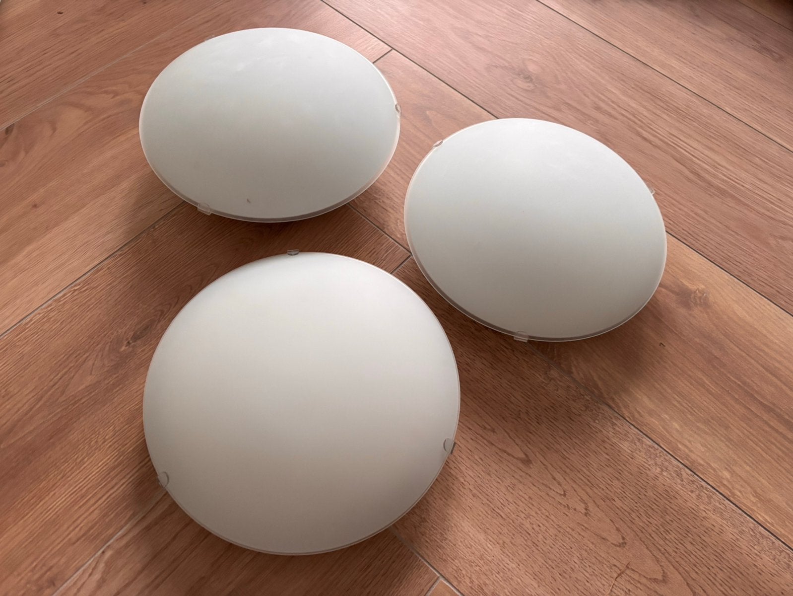 Plafond/wandlamp set van 3 met extra lampenkap, Ophalen, Gebruikt, 24 cm, E27 (groot)