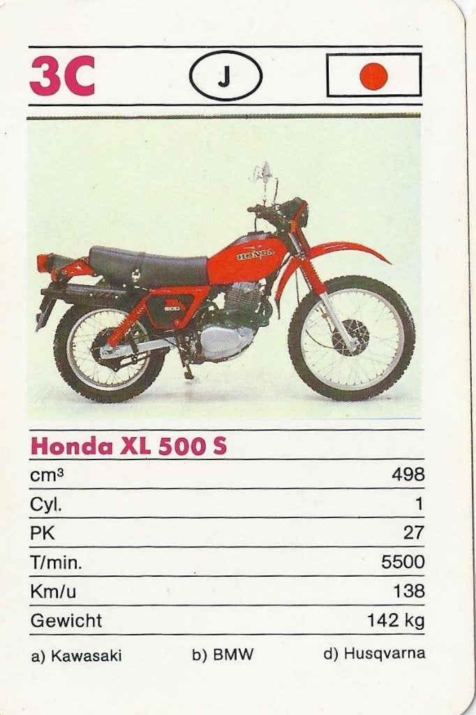 F258 motorkaartje 3c honda xl 500 s, Ophalen of Verzenden, Zo goed als nieuw, Auto's