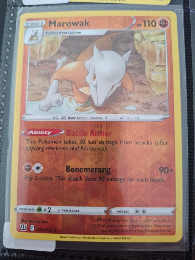 Pokémon Kaart Marowak 070/163 Battle Armor, Ophalen of Verzenden, Zo goed als nieuw, Losse kaart