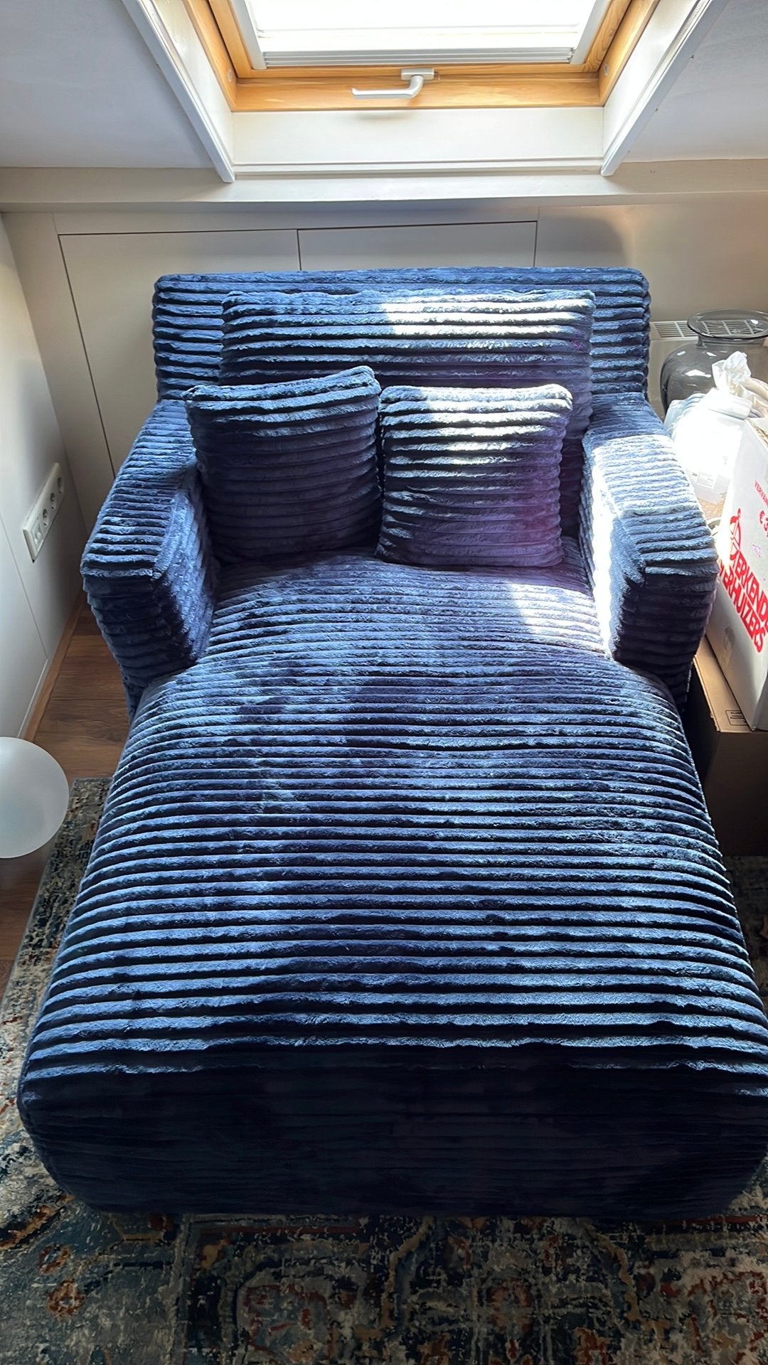 Blauwe zitbank, Ophalen, Zo goed als nieuw, 75 tot 100 cm
