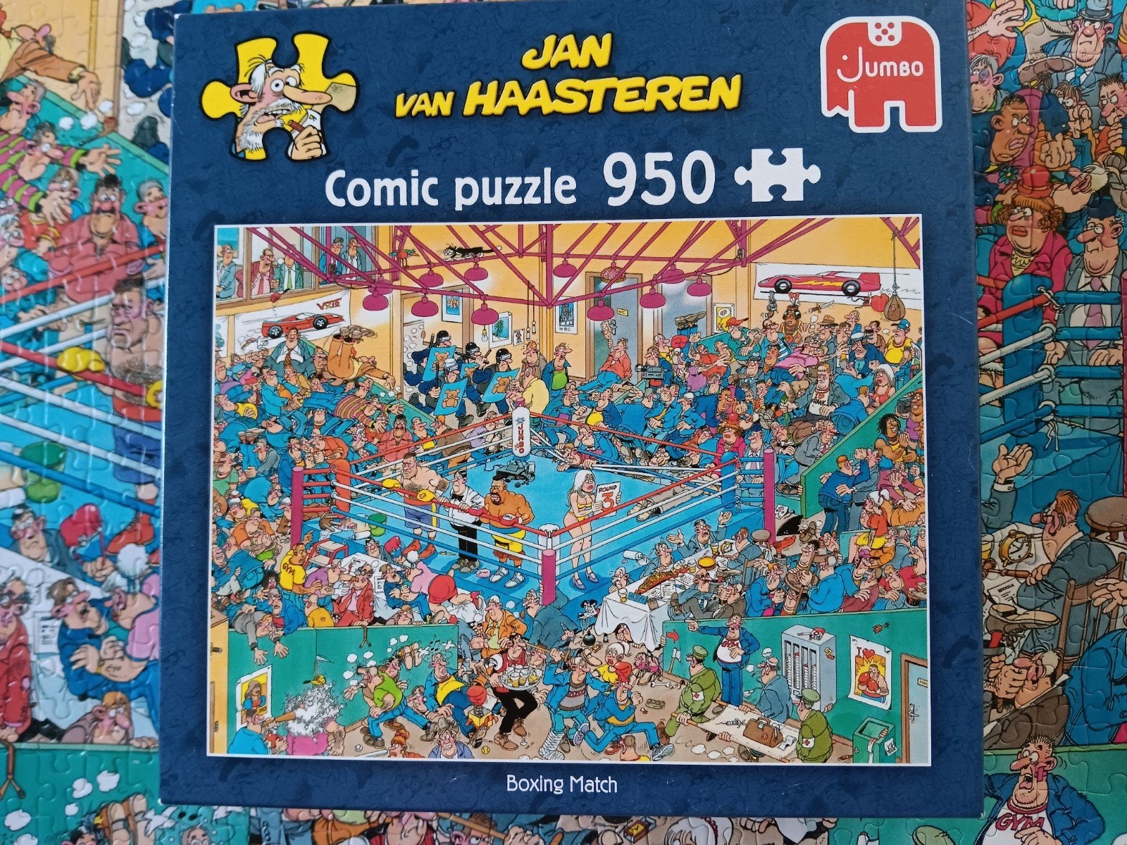Van haasteren legpuzzel bokswedstrijd, Ophalen of Verzenden, 500 t/m 1500 stukjes, Zo goed als nieuw