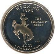 ¼ Dollar "Washington Quarter" Wyoming 2007 USA, Ophalen of Verzenden, Noord-Amerika, Losse munt