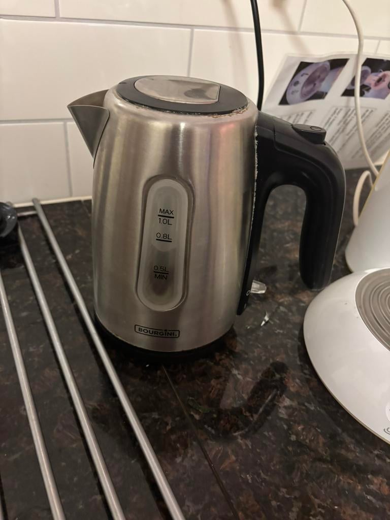 Bourgini rvs waterkoker, 1 tot 2 liter, Ophalen of Verzenden, Zo goed als nieuw, Rvs