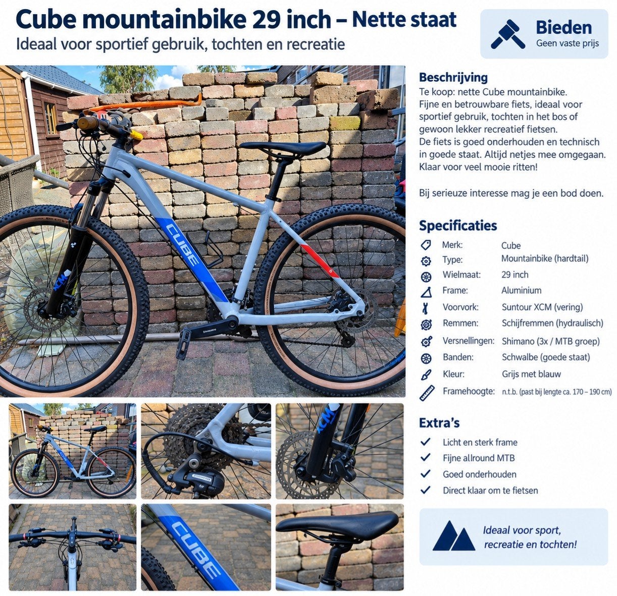 Cube mountainbike 29 inch - Nette staat, Hardtail, Heren, Zo goed als nieuw, Schijfrem