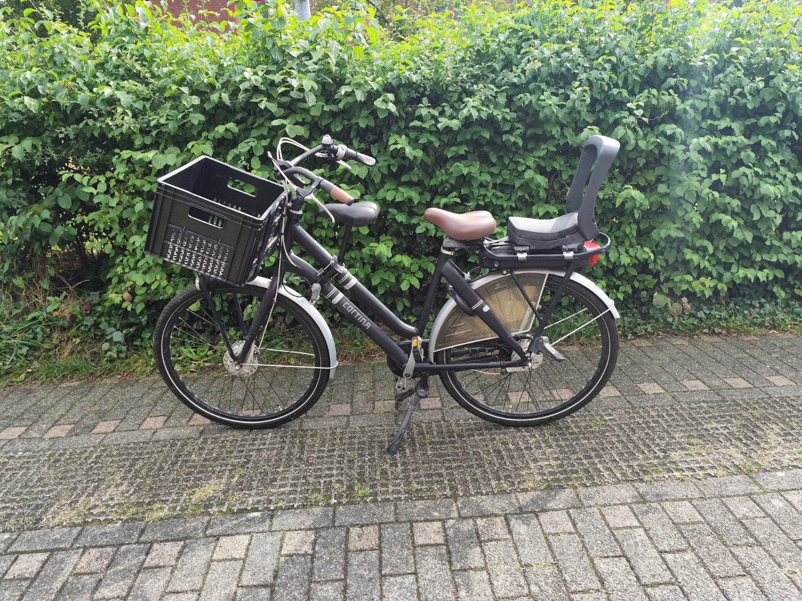Cortina Crush elektrische moederfiets - accu revisie nodig, Gebruikt, Dubbele standaard, 1 zitje, Ophalen
