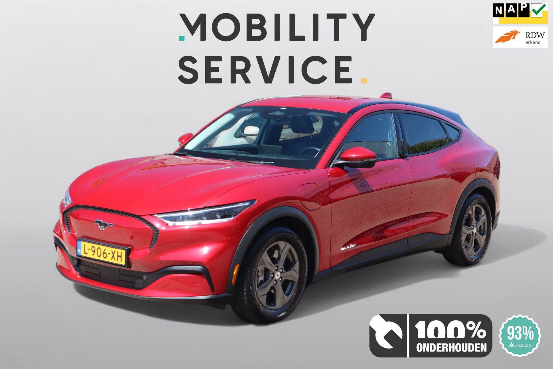 Ford Mustang Mach-E RWD 75 kWh SOH93% Leder Clima LED CarPla, Auto's, Dealer onderhouden, Achterwielaandrijving, Gebruikt, 750 kg