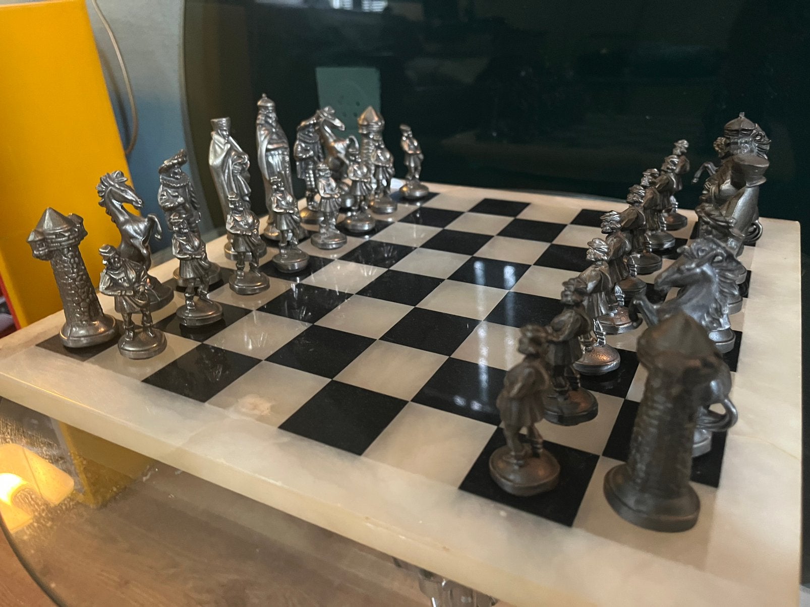 Tinnen Schaakspel Middeleeuwen, Antiek en Kunst, Ophalen of Verzenden