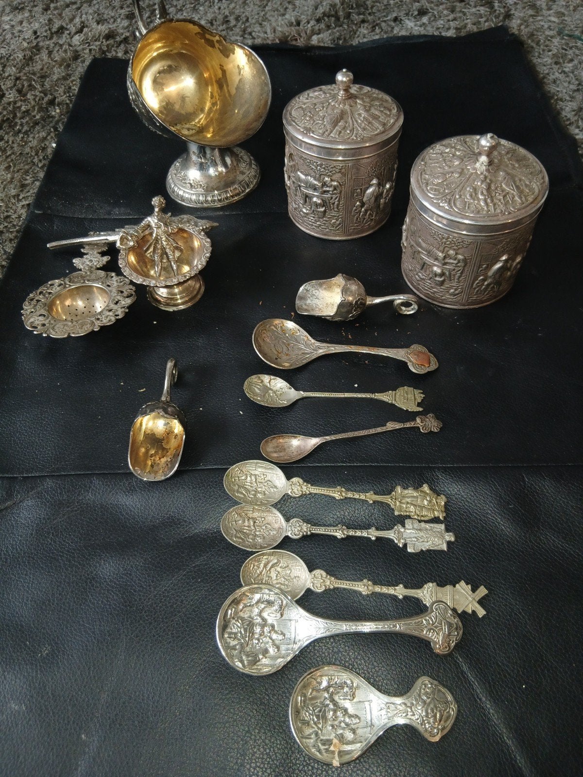 Antieke Verzilverde Douwe Egberts Koffie/ thee Serviescollec, Antiek en Kunst, Antiek | Servies compleet, Ophalen