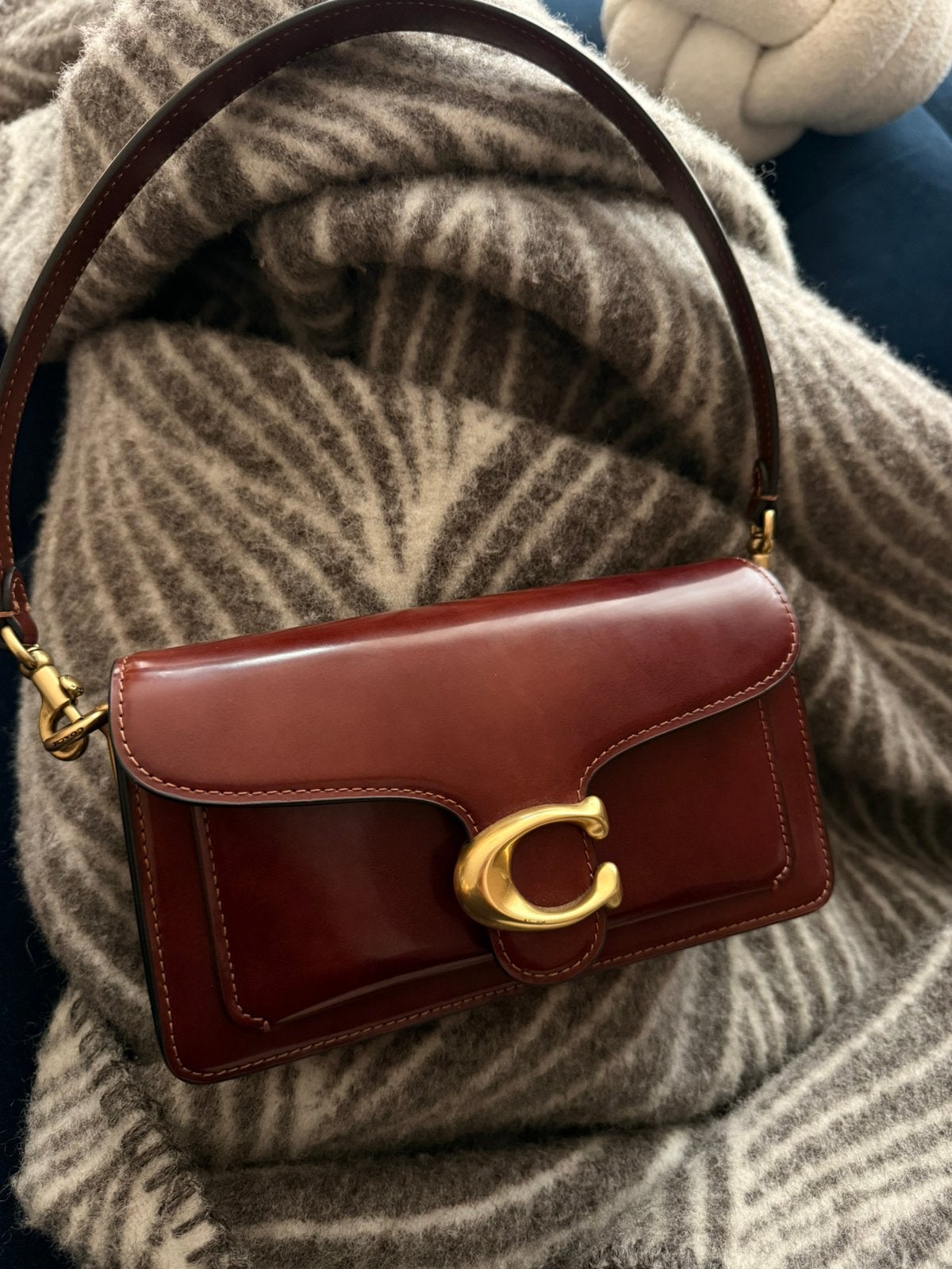 Coach tabby 20 schoudertas lakleer cognac, Ophalen of Verzenden, Zo goed als nieuw, Bruin, Handtas