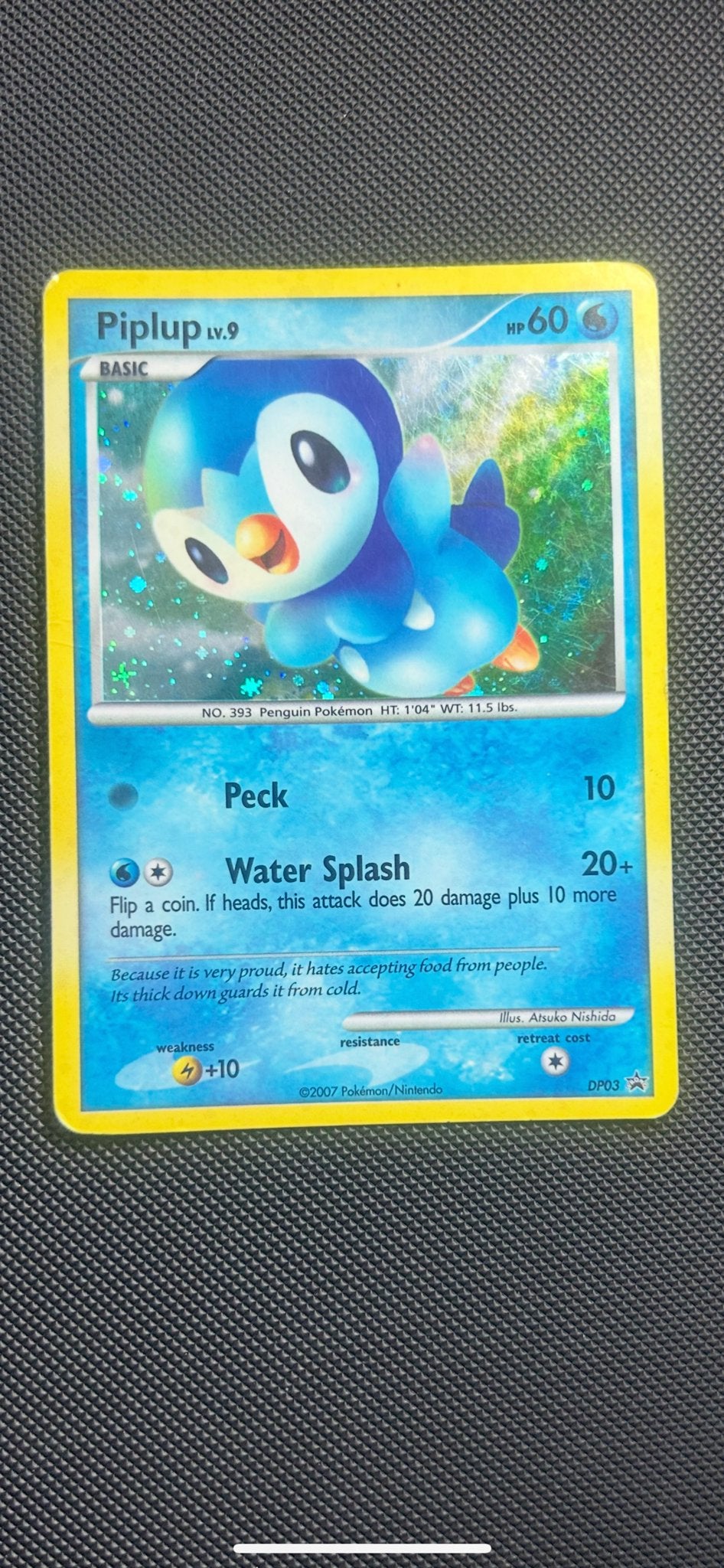 Piplup DP03 Holo Pokémon Kaart - Zeer Goede Staat, Ophalen of Verzenden, Zo goed als nieuw, Losse kaart, Foil