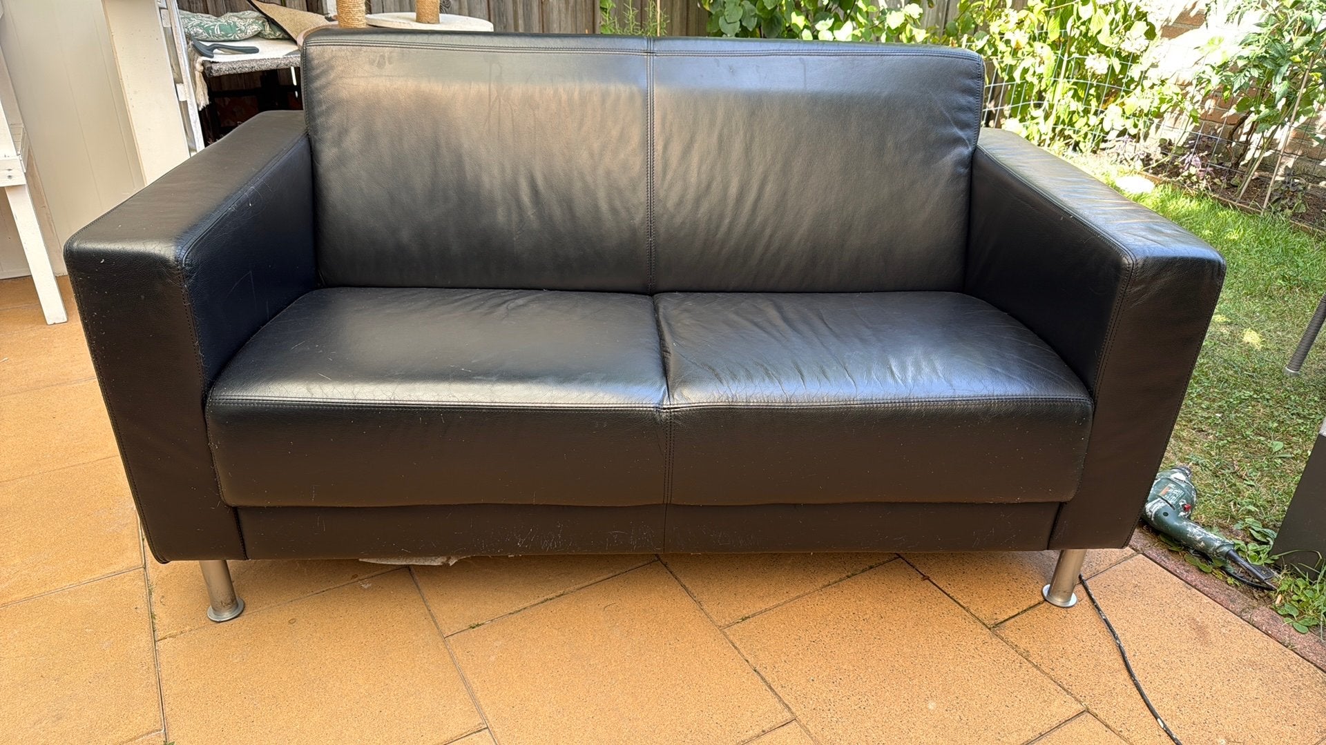 Leer bankstellen, Ophalen of Verzenden, Zo goed als nieuw, 75 tot 100 cm, Leer
