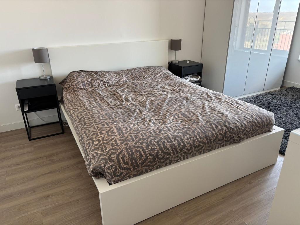 IKEA MALM bed 160 x 200 cm, Ophalen, Gebruikt, Wit, Tweepersoons