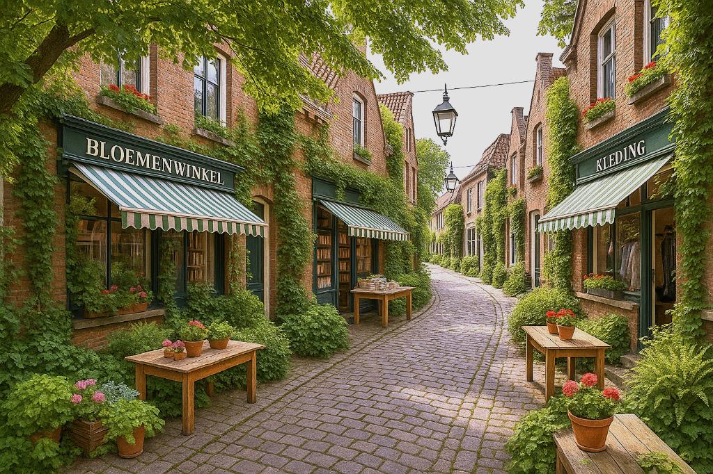 Borduurpatroon: Bloemenwinkel in een straatje, Verzenden, Nieuw, Handborduren, Patroon