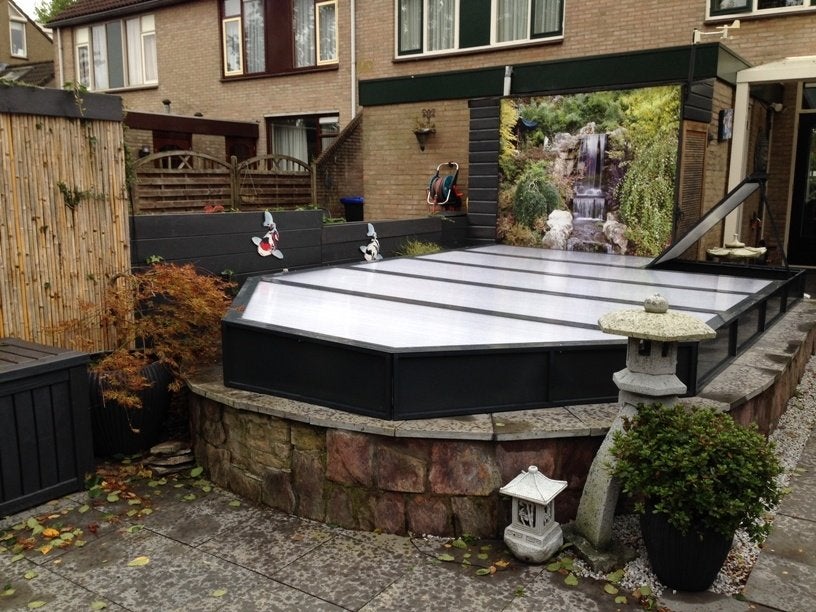 GLASHELDERE POLYCARBONAAT plaat 165x105x1cm voor afdek vyver, Karper of Koi