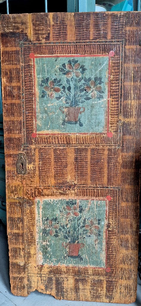 Foto 8 van Antiek beschilderde houten paneel, deur, 19e eeuw