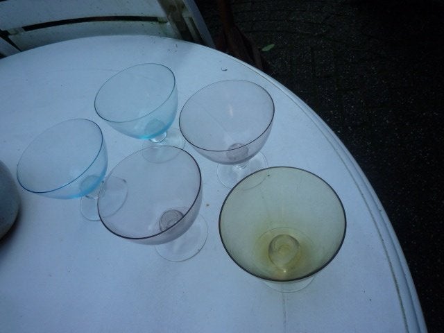 6 hele grote wijde glazen cocktail, Antiek en Kunst, Ophalen of Verzenden