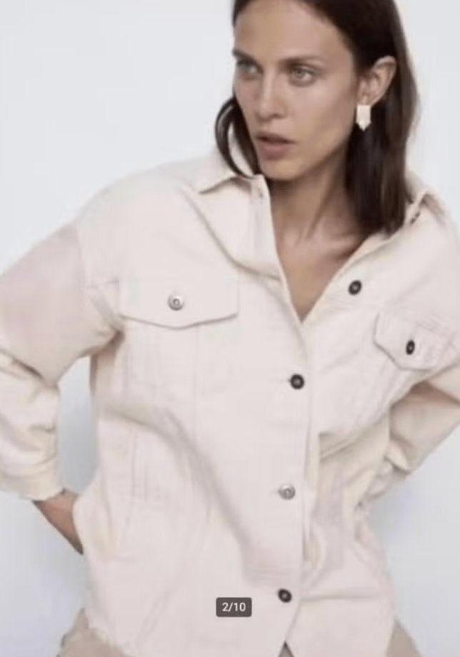 leuk licht rib shirt jacket overshirt Zara katoen mt XS, Overige kleuren, Verzenden, Zara, Zo goed als nieuw