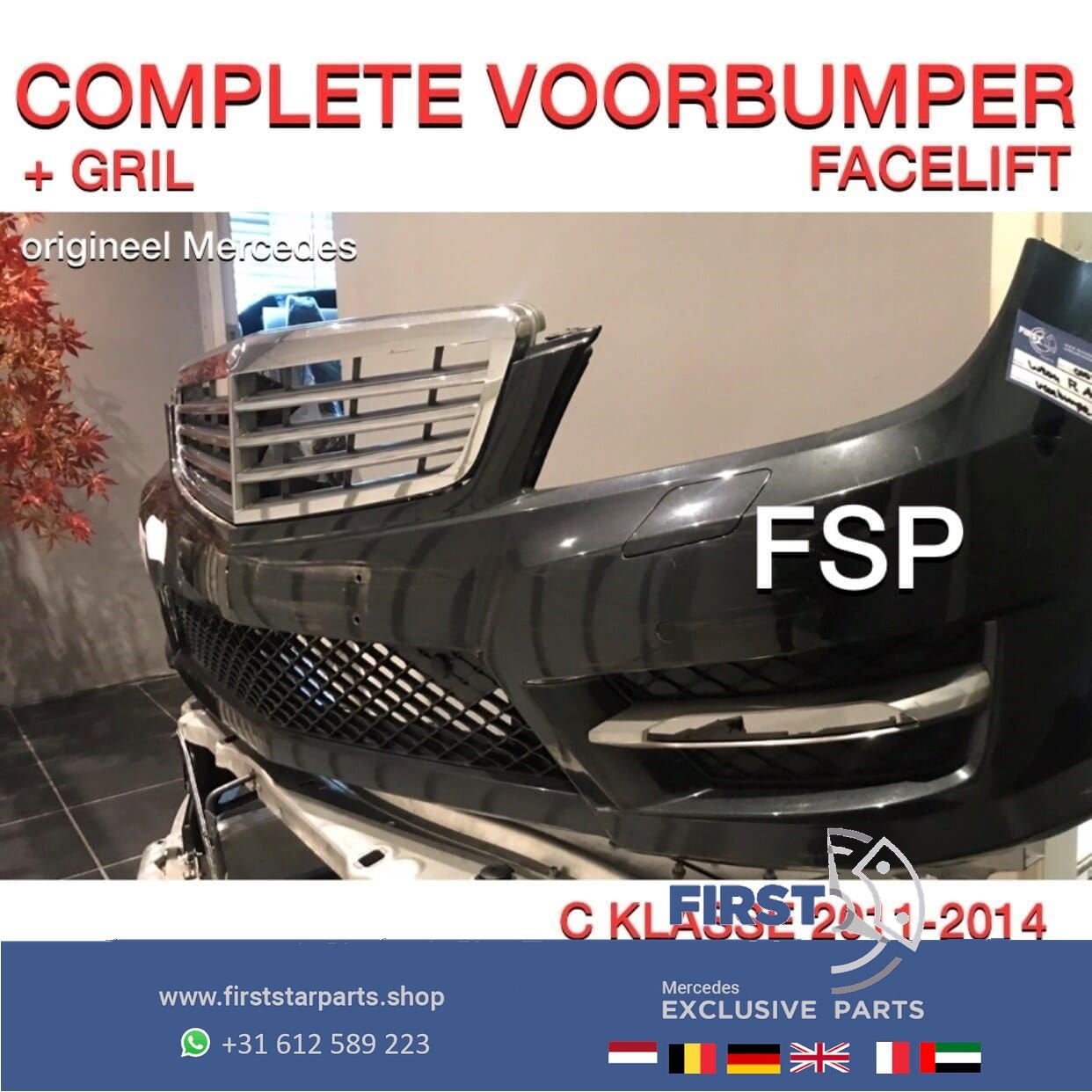 W204 C204 Mercedes C Klasse FACELIFT AMG VOORBUMPER COMPLEET, Gebruikt, -, Voor, Ophalen of Verzenden